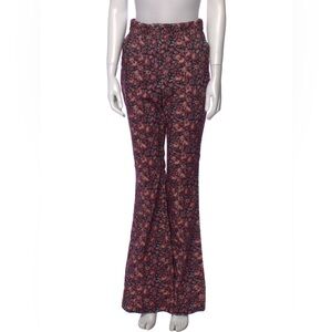 LoveShackFancy Floral Flare Pants - Pink and Black